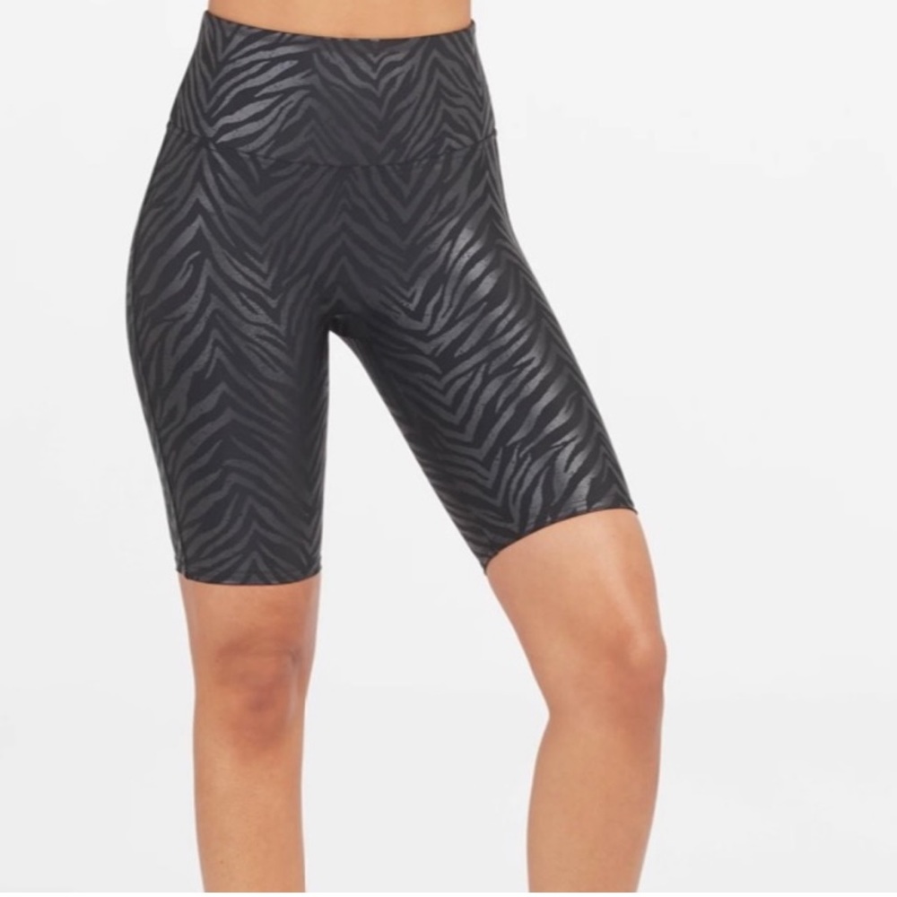 NEW Spanx Faux Leather Bike Short Zebra - NWT